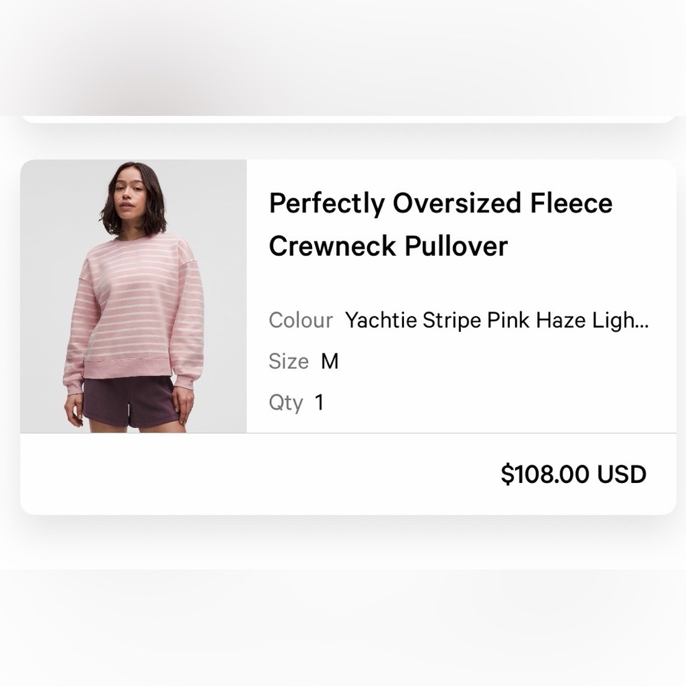 lululemon Pink and White Striped crewneck Sweatshirt size medium - Picture 5 of 5